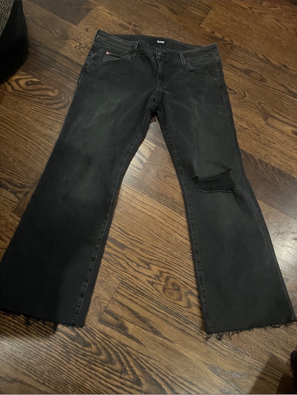 Hudson Jeans Black Distressed Women's Jeans - Flared Hem